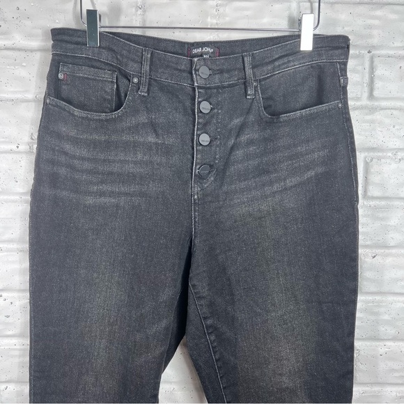 DEAR JOHN Faded Black wash High Rise Straight Button Fly Stretch Ankle Jean 32 - Picture 3 of 5
